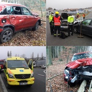 Havárie do stromu i střet aut na křižovatce