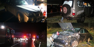 Auto utržené z tažného lana smetlo protijedoucí vůz do příkopu