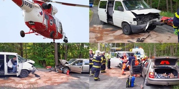 Vážná dopravní nehoda, dodávka se čelně střetla s osobním vozem, na místě je více zraněných