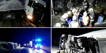 Led překvapil řidiče kamionů, dva havarovali