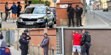 Policisté zasahovali s dlouhými zbraněmi, v přilbách a s balistickým štítem