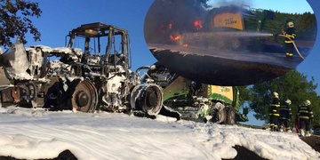 Traktor shořel u Zhoře