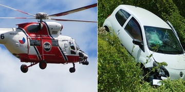 Dvě nehody krátce po sobě, k jedné musel letět i vrtulník LZS