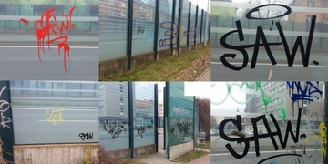 SAW - posprejovali protihlukovou stěnu i budovy v okolí