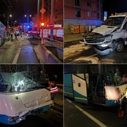 Střet dodávky s autobusem