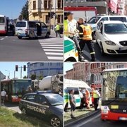 Střet autobusu s autem