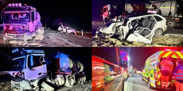 Čelní střet osobního vozu s cisternou