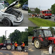 Střet traktoru s osobním autem