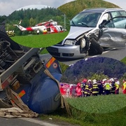 Mladý řidič nezvládl Audi, díky tomu se převrátila cisterna a zaklínila svého řidiče