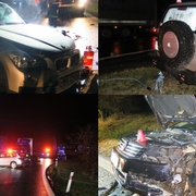 Auto utržené z tažného lana smetlo protijedoucí vůz do příkopu