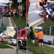 Motorkář narazil do stojícího auta