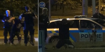 Přivázal si k sobě psa a napadl policisty