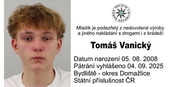 Mladík je v celostátním pátrání a má toho na triku hodně