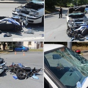Vážná nehoda v Plzni, těžce zraněný motocyklista