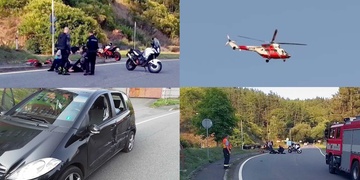 Vážná nehoda - střet motorkáře s osobním autem