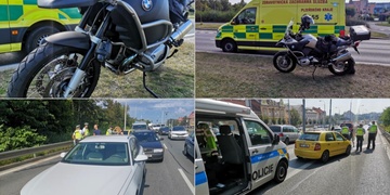 Motocykl srazil seniora, řidič auta nedobrzdil za kolonou