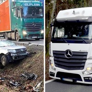 Střet kamionu s osobním vozidlem