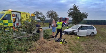 Auto po vyjetí ze silnice přerazilo strom
