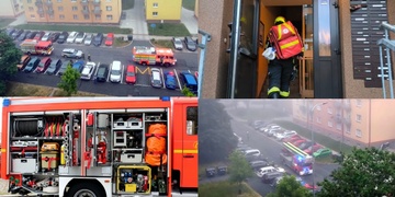 Záchrana ženy z hořícího bytu