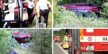 Auto vyletělo z dálnice a spadlo do hluboké strže!