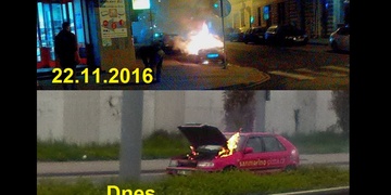 Pizzerii vzplálo auto za jízdy