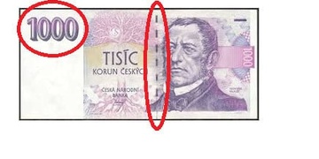 VAROVÁNÍ:  Pozor na falešné tisícikorunové bankovky
