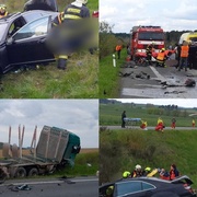 Čelní střet osobního vozu s nákladním