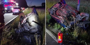 Silně opilý řidič auto převrátil na střechu