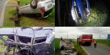 Sobota plná nehod a převrácených aut