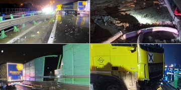 Kamion sešrotoval svodidla i protihlukovou stěnu