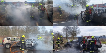Dopravní nehoda - po střetu začala obě vozidla hořet