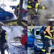 Požár vozu na parkovišti nákupního centra na Rokycanské třídě