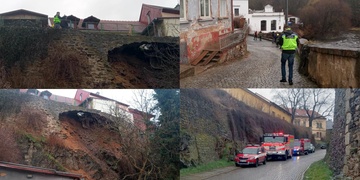 Sesuv historické hradební zdi