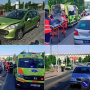 Náraz auto odhodil na středový ostrůvek
