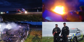 Zraněný muž zůstal po nehodě uvězněný v hořícím autě
