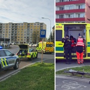 Střet osobního vozu s cyklistou ve Skvrňanech