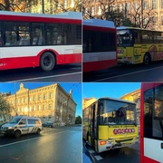 Při střetu autobusů byla zraněna cestující