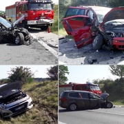 Řidič přejel do protisměru a smetl dvě auta, v jednom z nich bohužel cestovala rodina s dětmi
