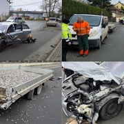Auto se rozpáralo o vozík se štěrkem