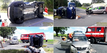Náraz auto převrátil