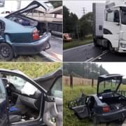 Střet auta s nákladním vozem