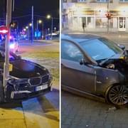 Mladý řidič nezvládl své BMW a skončil s ním ve sloupu - Déjà vu?