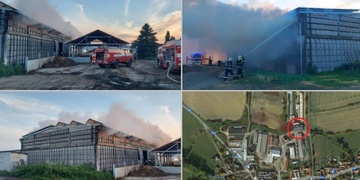 Rozsáhlý požár na farmě Lukrena
