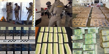Při razii byli zajištěni dva podezřelí, více než deset milionů korun a cigarety za pětatřicet milionů