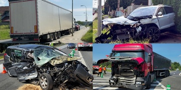 Kamion auto zcela zdemoloval a odchodil na chodník