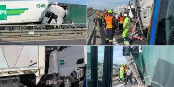 Řidič sledoval hokej a naboural kamiony před ním