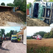 Převrácený náklaďák zaklínil velmi vážně zraněného řidiče