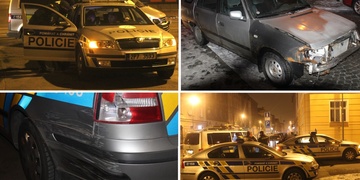 Zfetovaný pachatel naboural dva policejní vozy a jako šílenec ujížděl Plzní