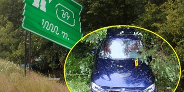 U Plzně vyletělo auto z dálnice a přerazilo ukazatel