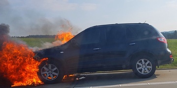 Požár vozu na dálnici